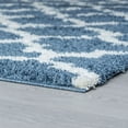 thumbnail image 5 of Contemporary 8x10 Area Rug Shag Thick (7'10'' x 9'10'') Moroccan Tile Denim, Cream Living Room Easy to Clean, 5 of 9