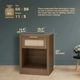 thumbnail image 3 of ARKANTOS Rattan Nightstand with Charging Station Set of 2 Bedside Table with Drawers Classic Walnut, 3 of 10