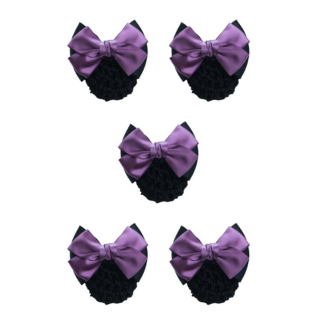 relayinert Cloth Elegant And Professional Bow Hair Net For Stylish Ladies Wide Application Bow Work Hair Clips Two-Bows-purple 5Set