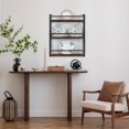 thumbnail image 2 of 3-Tier Wall Mounted Plate Display Rack – Industrial Matte Black Metal & Dark Burnt Wood Storage for Plates, Decorative Plate Holder for Kitchen or Dining Room, 2 of 4