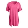 thumbnail image 5 of Pxiakgy Two Piece Outfits for Women Short Sleeve Casual Basic Shorts Set Pink + M, 5 of 5