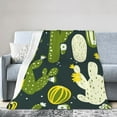 thumbnail image 1 of YFYANG Anti-Pilling Ultra-Soft Micro Fleece Cover Blanket for Bed Sofa, Green Cartoon Cactus Throw Blanket for All Seasons, 60"x50", 1 of 9