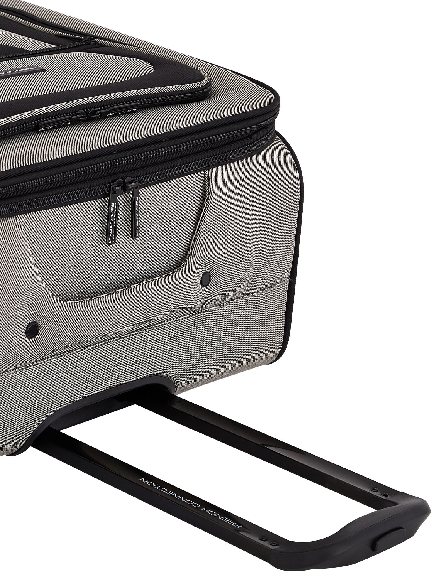 French Connection 3pc Expandable Rolling Softside Luggage Set, Whitecap Gray