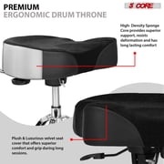 Drum Throne with Backrest, 4 Padded Stool with Airlift Adjustment 19-25, 441Lb Capacity Heavy-Duty Drum Stool for Drummers, Double-Braced Steel Base