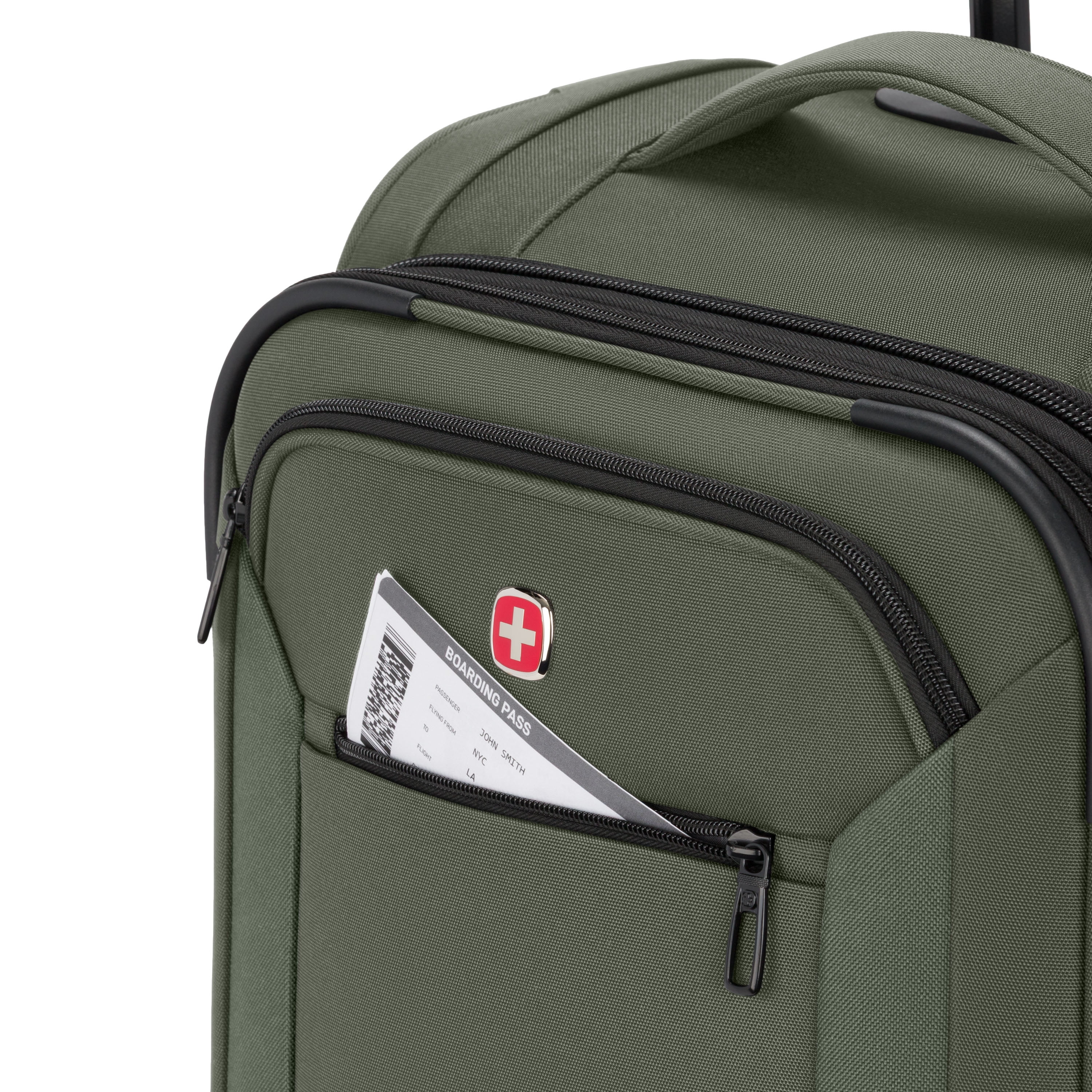 SWISSGEAR Stride 3-Piece Expandable Spinner Luggage Set, Olive Green, with 8 Wheels and Built-in TSA Lock