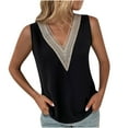 thumbnail image 1 of Camiseta Sin Mangas Para Mujer Camisetas Sin Mangas Moda Casual Color Sólido Cuello en V Encaje Costura Chaleco Y Tops Odeerbi  ODB168891, 1 of 7