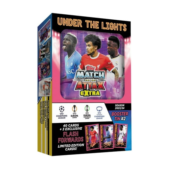 2023-24 Topps Match Attax Extra Champions League Cards - Booster Mini Tin 2 Flash Forwards (40 Cards 3 LE)