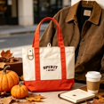 thumbnail image 6 of Halloween Canvas Tote Bag, Reusable Shopping Bag, Cute Spooky Shoulder Handbag for Women, Halloween Party, Travel, Grocery and Daily Use, 6 of 6