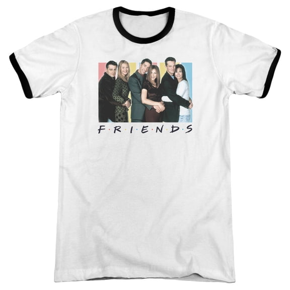 Friends Cast Logo Adult Ringer T-Shirt White Black