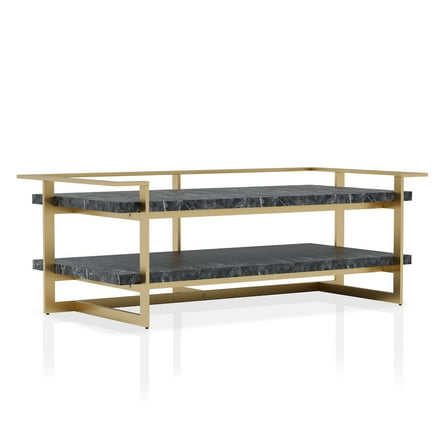 Furniture of America Meliman Metal 1-Shelf Coffee Table in Gold and Black