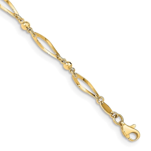 Auriga Fine Jewelry 14K Yellow Gold and Diamond-Cut Anklet 9inch for Women