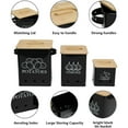 thumbnail image 4 of Pethiy Kitchen Canisters Set, Storage Bin for Potato Onion & Garlic, 3 Pack Set Countertop Pots Containers with Wooden Lid - Potato Storage, Garlic Bin, Onion Keeper Tin with Aerating Holes-Black, 4 of 6