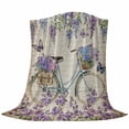 thumbnail image 6 of Purple Flowers Blanket Soft Cozy Warm Throw Blanket for Couch, Plush Fuzzy Flannel Fleece Blankets for Sofa, Weeping Spring Floral Bicycle Retro Art Bed Blankets Lightweight Gifts for Women, 30"x40", 6 of 9