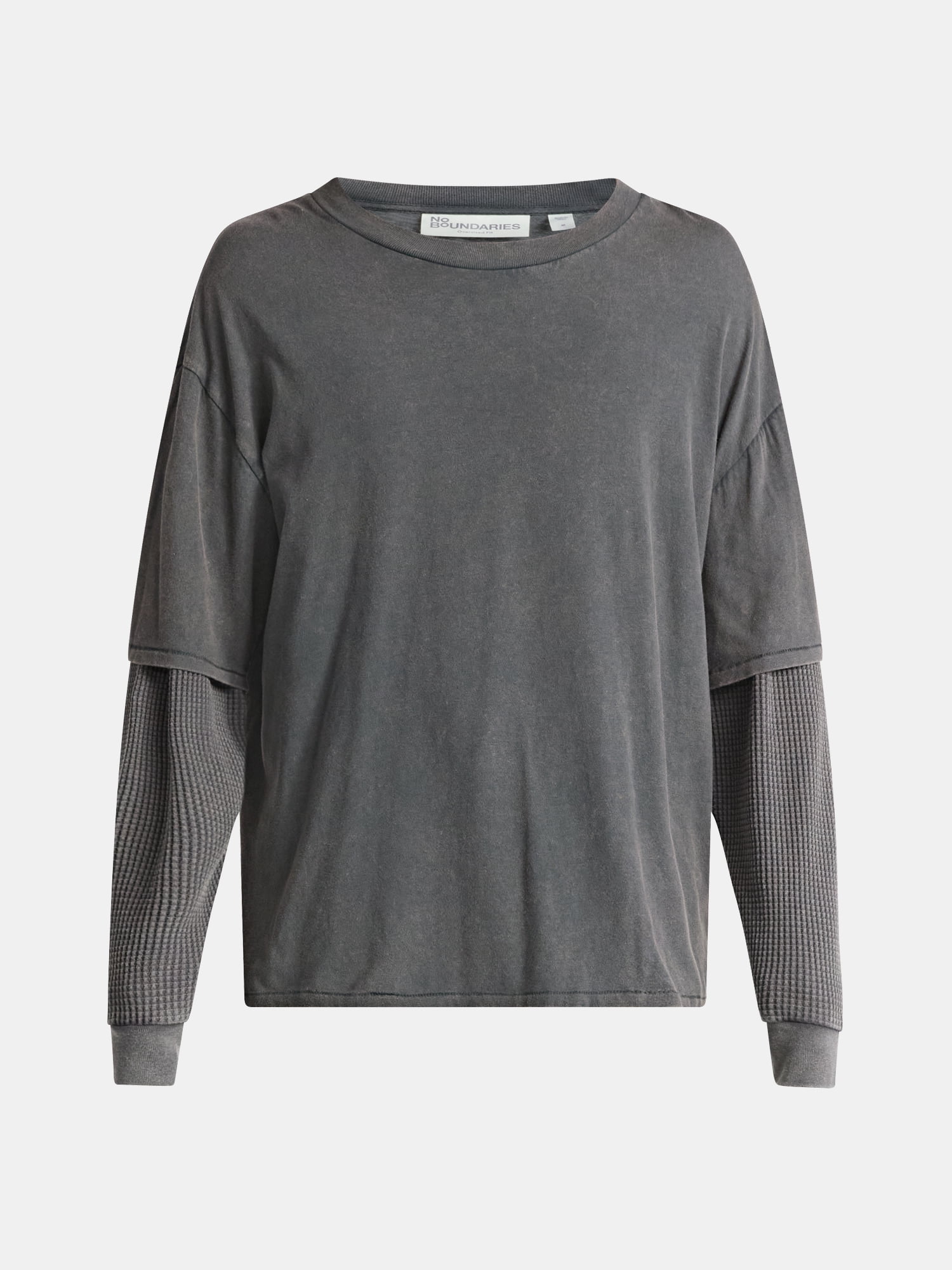 No Boundaries Cotton Washed Tee with Layered Long Sleeves, Men's & Big Men's