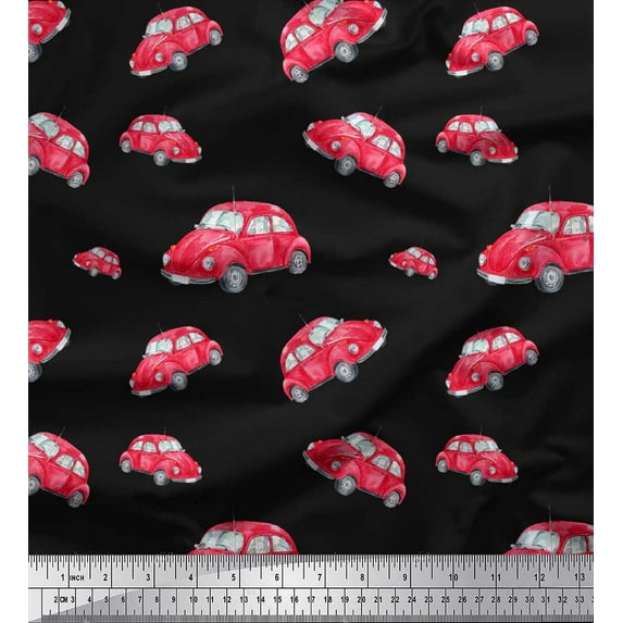 Soimoi Black Silk Fabric Car Transport Decor Fabric Printed Yard 42 Inch Wide