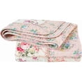 thumbnail image 7 of Chezmoi Collection Abbi 1-Piece Garden Floral Pink Shabby Chic Throw Vintage Washed Cotton Ruffle Trim Patchwork Throw Blanket, 7 of 7