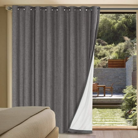 Linen Blackout Curtains Durable Thick, Sliding Door Blackout Shade
