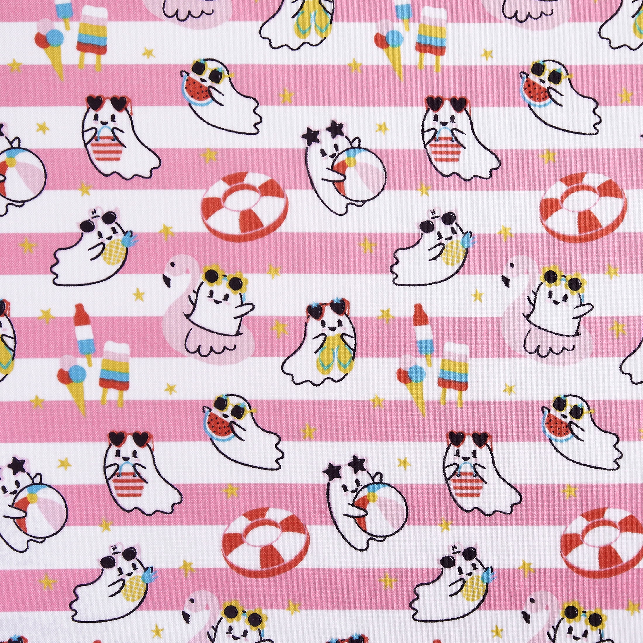 Summerween Soft Microfiber Sheet Set, Pink & White Nautical Ghosts, Queen