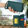 thumbnail image 6 of Allytechgroup Wallet Case for Samsung Galaxy A35, RFID Blocking Shoulder Strap Hand Wrist Zipper Pocket Cards Slots Stand Protective Anti-Scratch Galaxy A35 Case for Women Girls,Green, 6 of 10