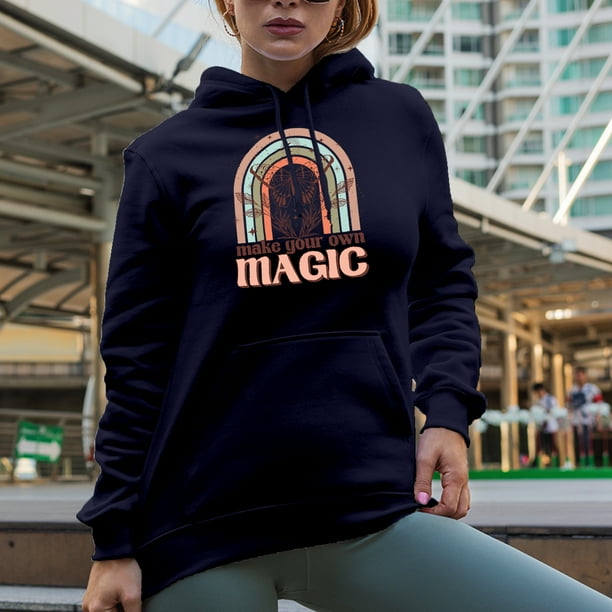 Make Your Own Magic Butterfly Boho Art Navy Blue Hooded Sweatshirt or Hoodie Large Walmart Business Supplies