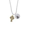 thumbnail image 2 of Delight Jewelry Goldtone Large Celtic Cross Silvertone Script Initial Disc - & - Charm Necklace, 20"+3", 2 of 4