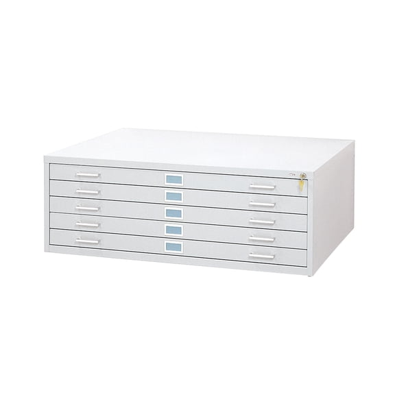 Safco 5 Drawer Flat Files Metal Cabinet for 36" x 48" Documents in White