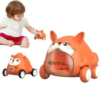 Gallickan Toy Cars for Toddlers 1-3, 2 Pack Cartoon Catapult Car, Baby Toys 12-18 Months, Interactive Toy Birthday Gift for Boys and Girls, Orange