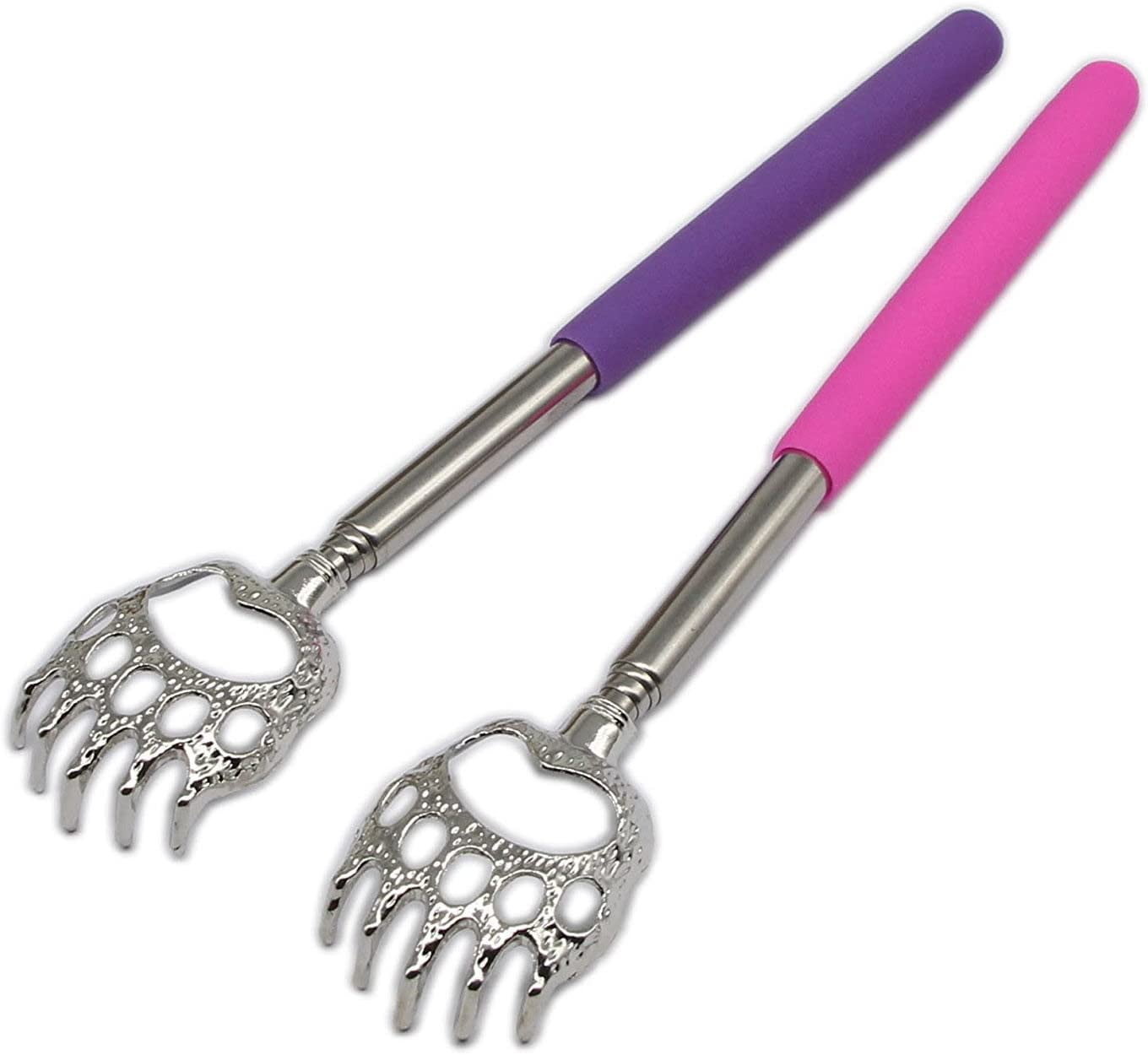 (2 Pack Extendable Telescopic Scratcher Handle, Bear Claws Metal Back