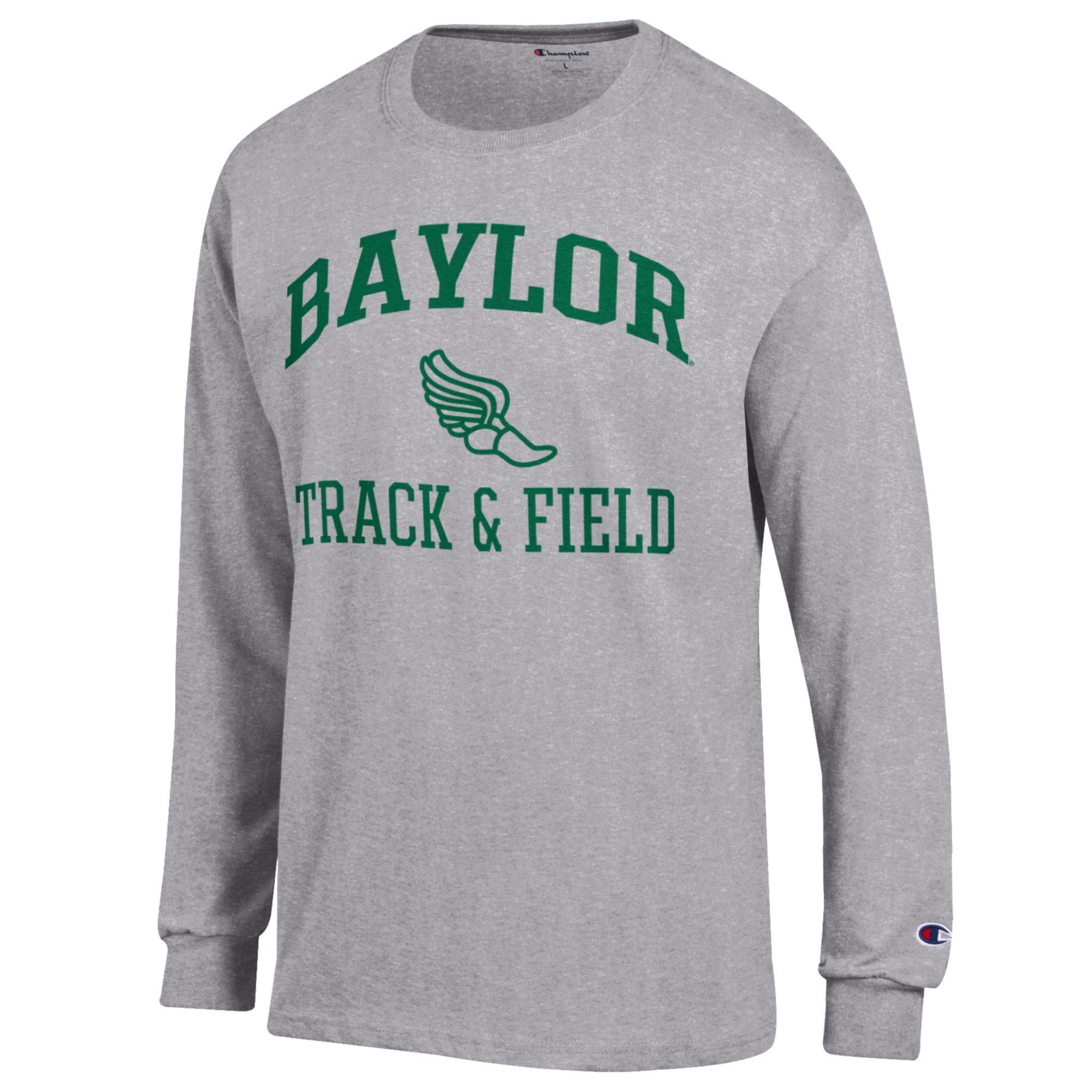Men's Champion  Gray Baylor Bears Track & Field Icon Long Sleeve T-Shirt