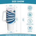 thumbnail image 3 of 40 Oz Car Handle Water Bottle Water Cup Water Bottle Water Jug Coffee Cup Travel Water Bottle Super Beautiful Blue Stripes, 3 of 8