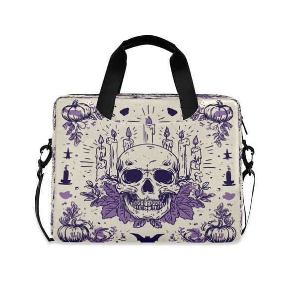 16" Laptop Tote Bag Laptop Sleeve Case Computer Briefcase for Work & Travel Purple Candle Pumpkin Skull