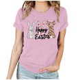 thumbnail image 3 of VBTAPA Easter T Shirts for Women Short Sleeve Crewneck Tops Novelty Funny Bunny Printed Graphic Tees Casual Holiday Tee Blouse Daily Sales Pink XL, 3 of 6