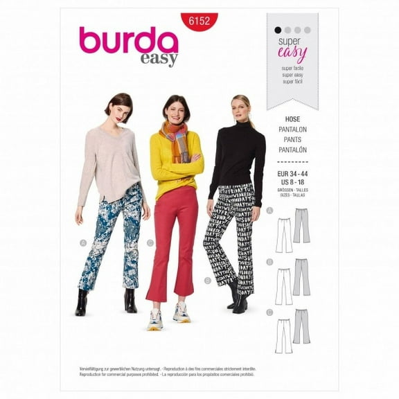 Burda Sewing Pattern 6152 Trousers 34-44