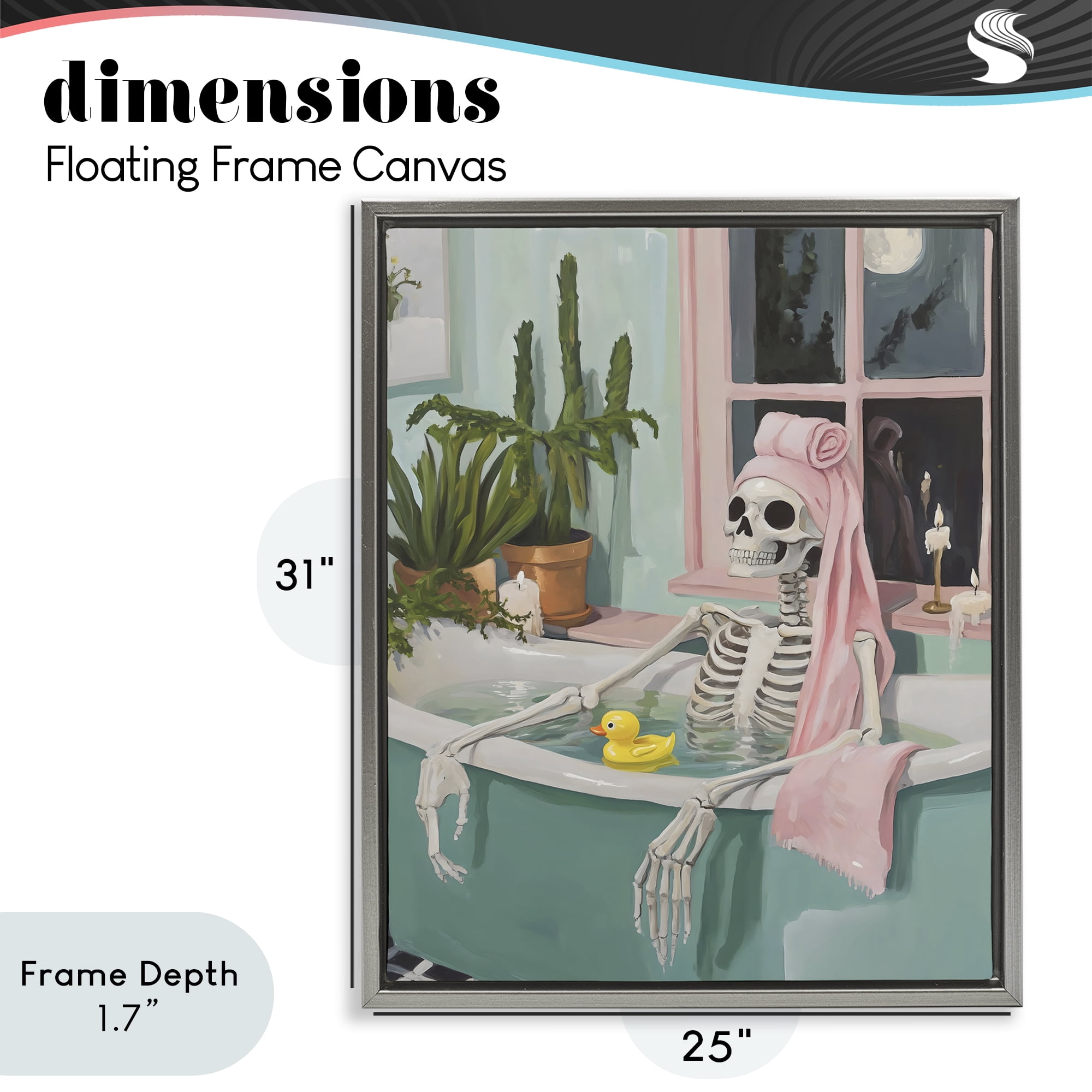 Stupell Industries Midnight Soak Skeleton Gray Framed Floater Canvas Wall Art, design by The Prints Vibe