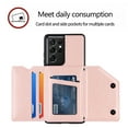 thumbnail image 3 of Elehold Lanyard Wallet Case for Samsung  S21 Ultra 6.8 inch Max Premium vegan leather with Wrist Strap,Shockproof Magnetic Buckle Flip Kickstand Credit Card Slots Anti-Scratch Protective Case,Rosegold, 3 of 6