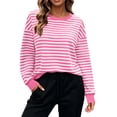 thumbnail image 5 of Perfectbot Women's Oversized Striped Crewneck Sweatshirt, Relaxed Fit Long Sleeve Pullover Fall Winter Top, 5 of 8