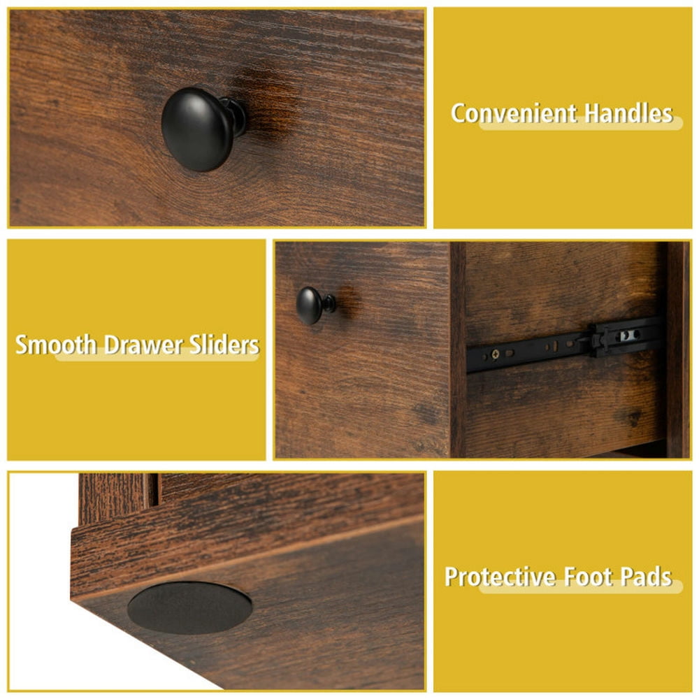 Demi Bonn 3-Tier Bookcase with Anti-toppling Device for Living Room, 6 Cube Storage Cabinet, Brown