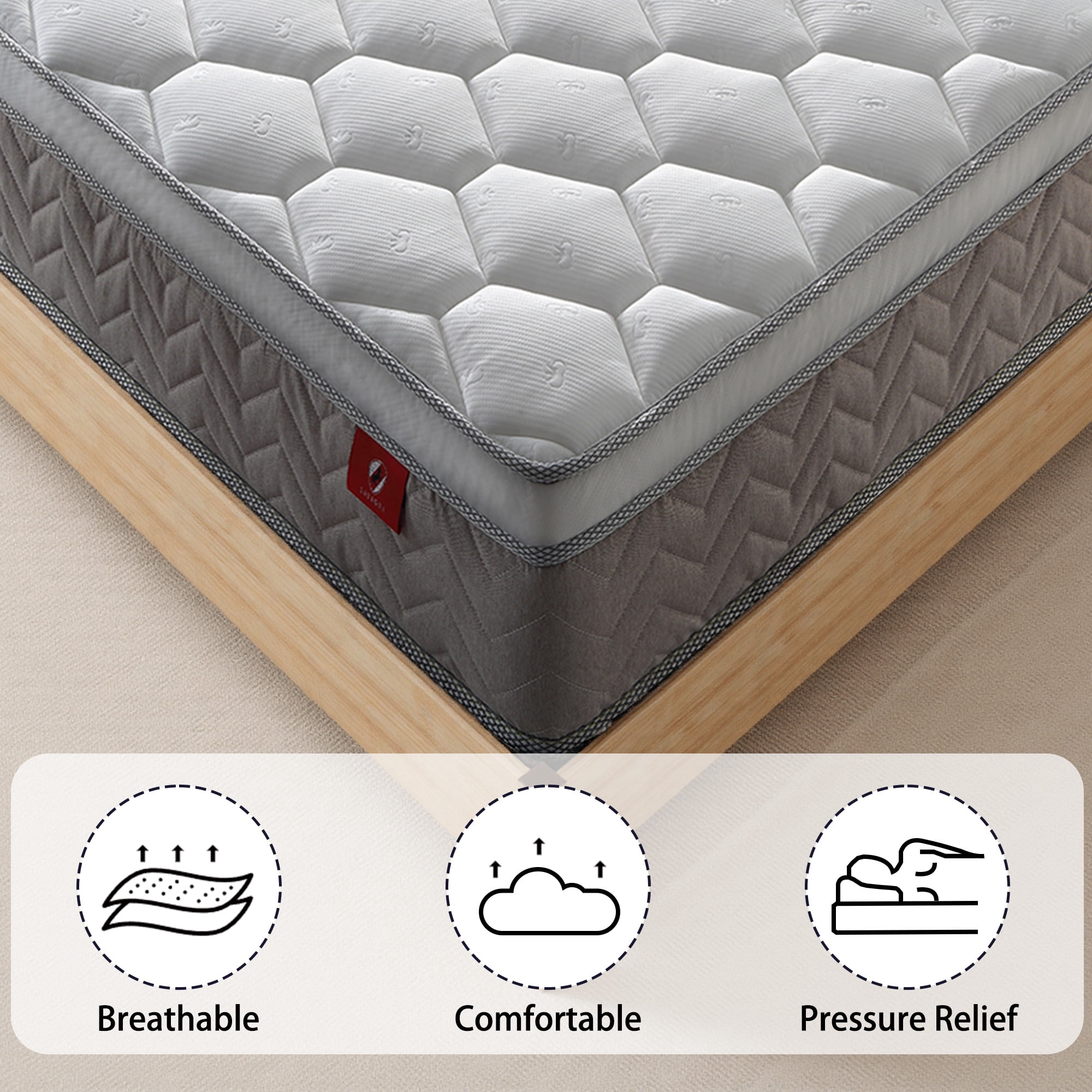Mattress 12 inch Twin Size,Gel Memory Foam Hybrid Mattress,Medium Comfort in a Box,Adult
