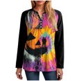 thumbnail image 5 of Godom Women's Halloween Long Sleeve V Neck Shirt Funny Graphic Top Fall Casual Loose Holiday T-Shirt, 5 of 7