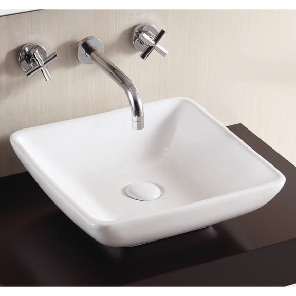Nameeks Ca4322 Caracalla 16-1/6" Ceramic Vessel Bathroom Sink And 0 Faucet Holes - White