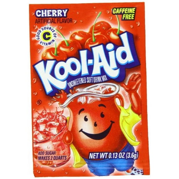 Kool-Aid Cherry Unsweetened Soft Drink Mix, 0.13-Ounce Packets (Pack of 96)