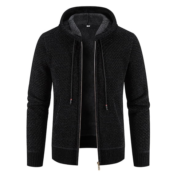 Lilgiuy Sweaters for Men Winter Full Zip Long Sleeve Cardigan Sweater Casual Fleece Hooded Jacket with Pockets Jackets Gifts for Men