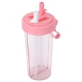 thumbnail image 1 of Botella de agua BuyWeek 600 ml portátil con dos pajitas verde rosa, 1 of 8