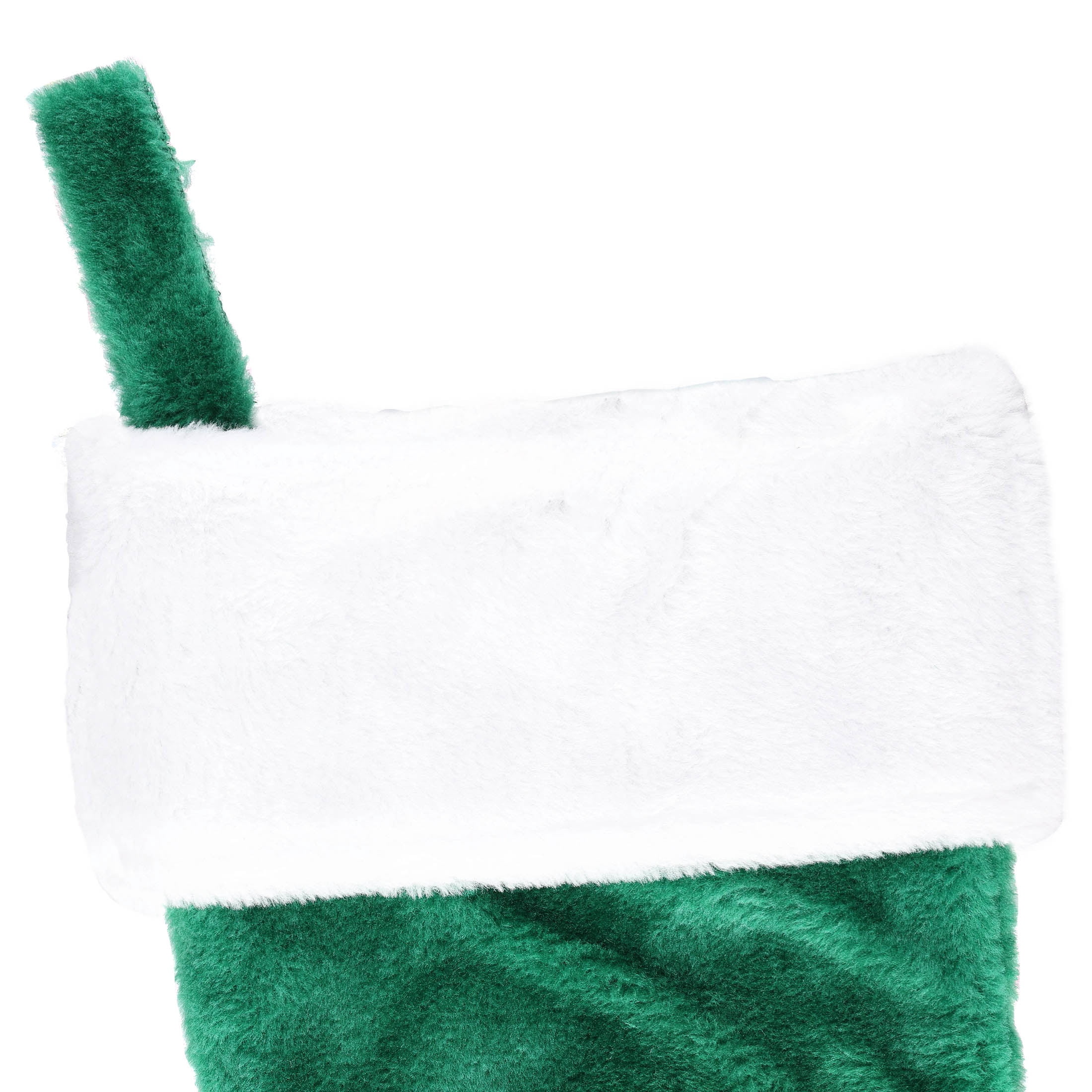 Plush Christmas Stocking, Green and White, 16", by Holiday Time