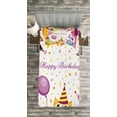 thumbnail image 3 of Ambesonne Birthday Party Quilted Bedspread Set 2 Pcs, Birthday Party Owls, Twin Size, Multicolor, 3 of 3