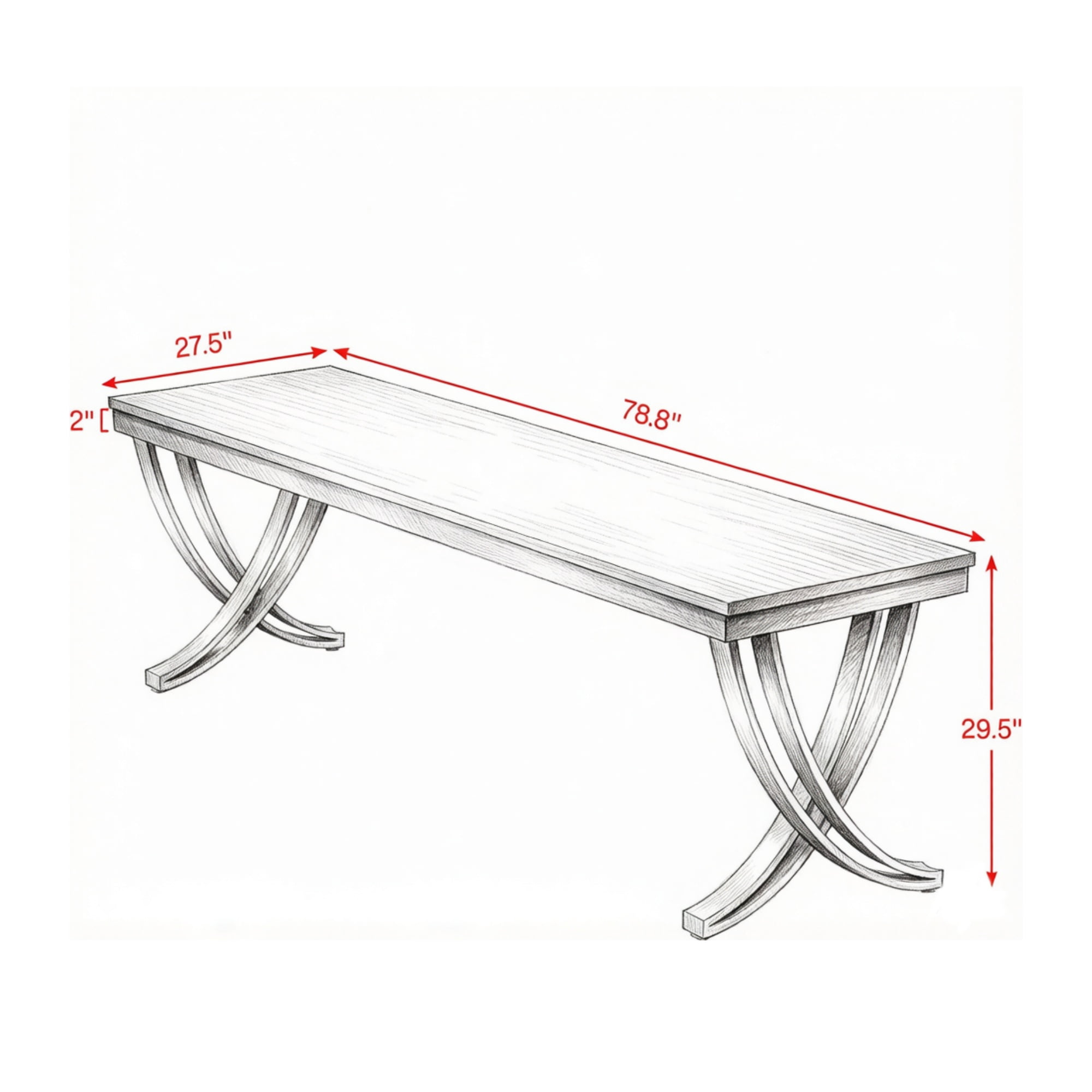Astoutdoor Dining Table, Rectangular, Seats 6-8, 78 in Length