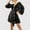 001 Black, variant on Women's V-Neck Glitter Sequin Mini Dress Flared Long Sleeves Waist Tie Dress A-Line Swing Short Dress Cocktail Party Sparkly Dress