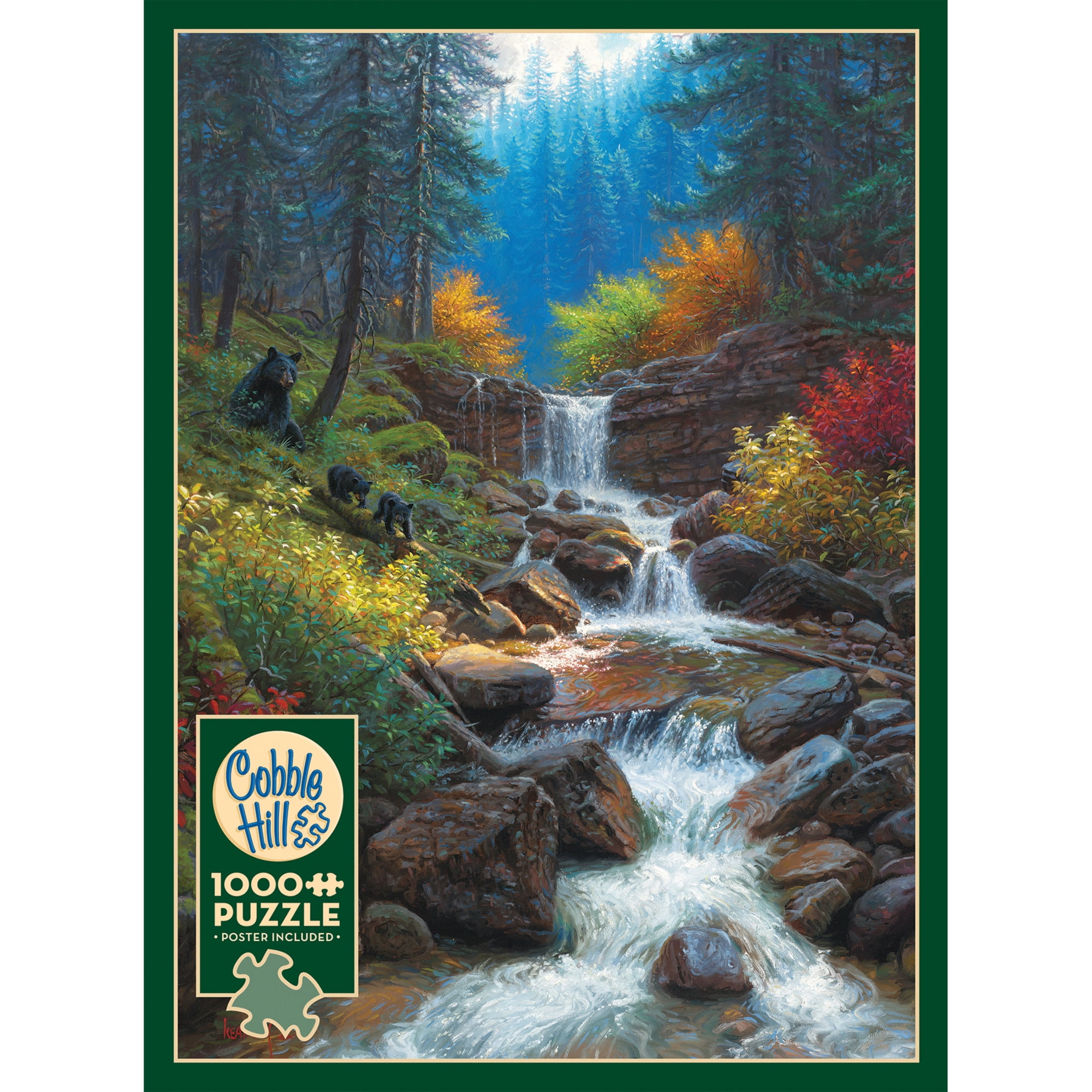 Cobble Hill 1000 Piece Puzzle: Mountain Cascade - Reference Poster Included, High Quality Jigsaw, Earth Friendly