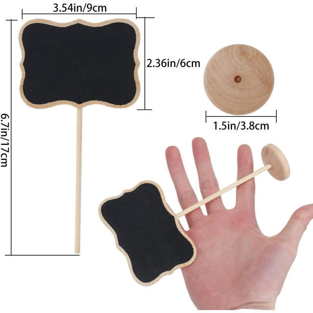 20 UNIDS Mini Pizarra Pequeña Pizarra Tiza Tableros de Mensajes de Encaje Irregular con Soporte de Madera Pizarra Boda Restaurante Etiqueta Planta Mesa Comida 9 * 6 CM