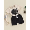 thumbnail image 4 of Elippeo Baby Girls 2 Piece Outfit 6M 12M 18M 24M 3Y Letter Print Short Sleeve T-Shirt and Elastic Shorts Set Summer Clothes, 4 of 10